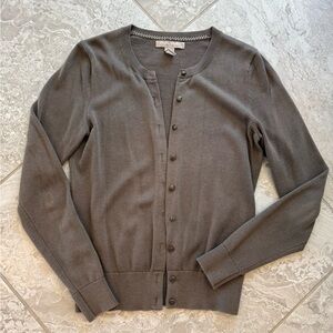 Banana Republic Taupe Button-Up Crewneck Cardigan, size XS